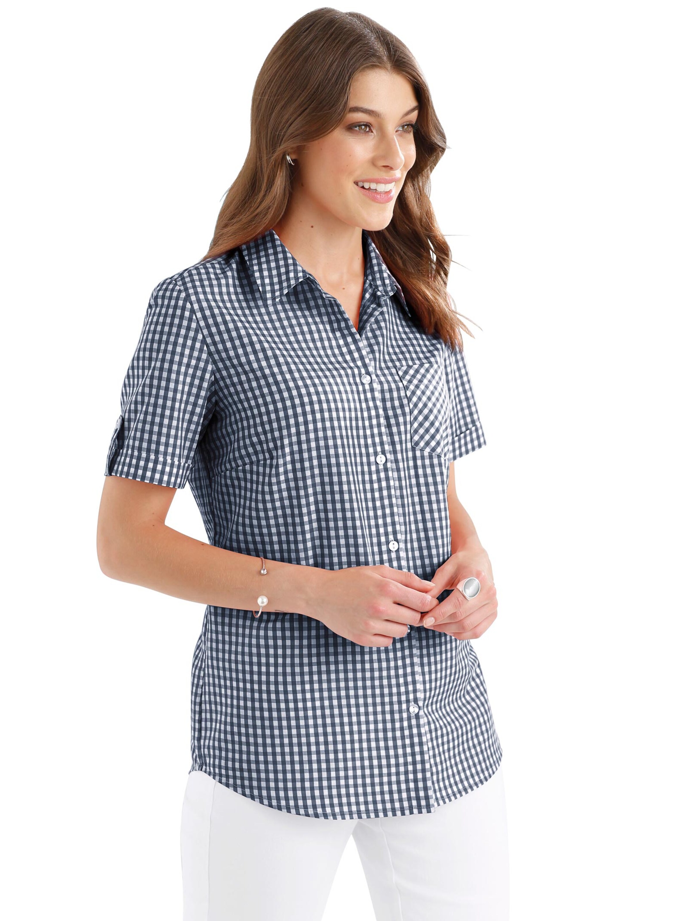 Bluse - marine-kariert