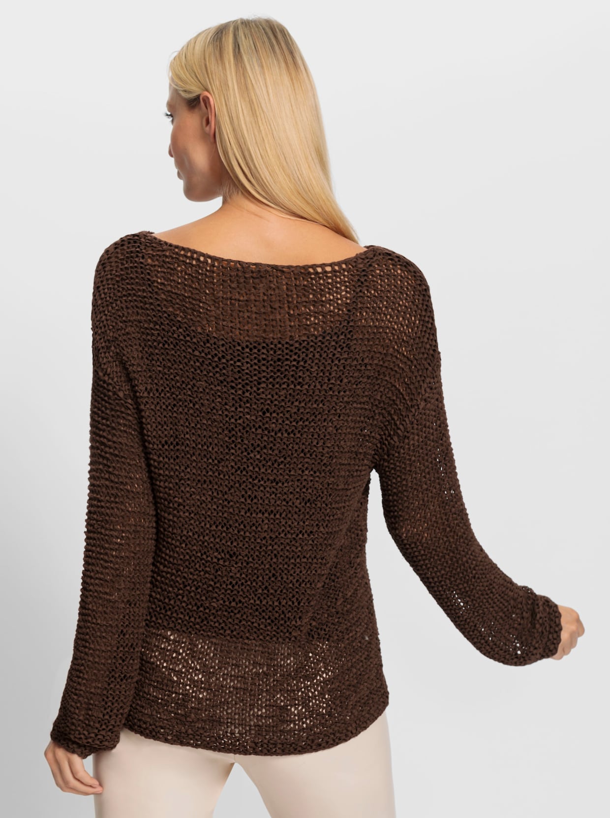 heine Pullover met ronde hals - chocolade