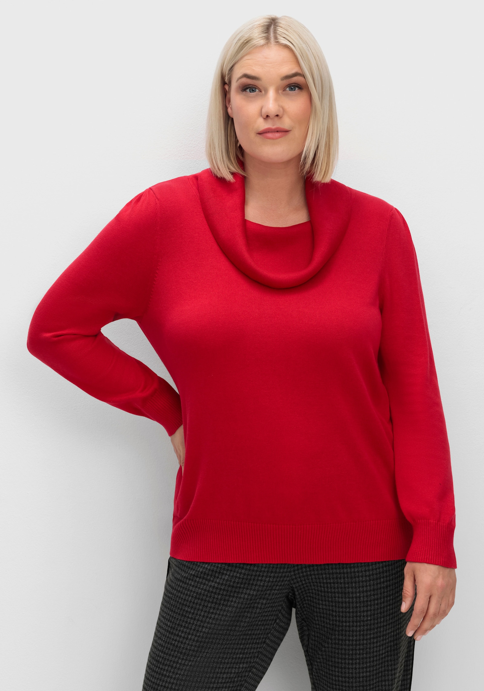 Wasserfallpullover im Baumwoll-Viskose-Mix - rot