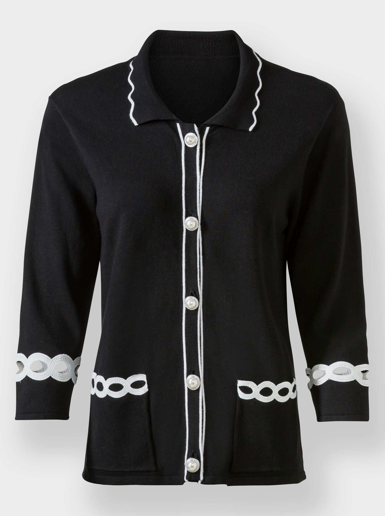 heine Feinstrickjacke mit Cut-Outs - schwarz