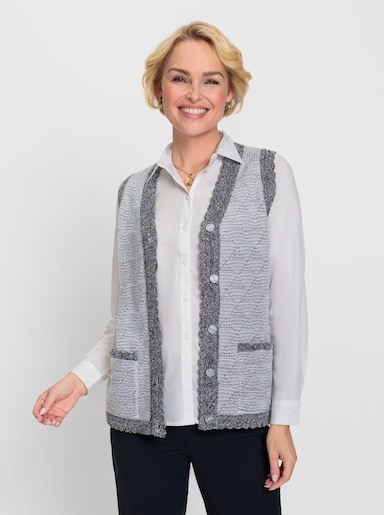 Lange blouse - wit/zwart gedessineerd