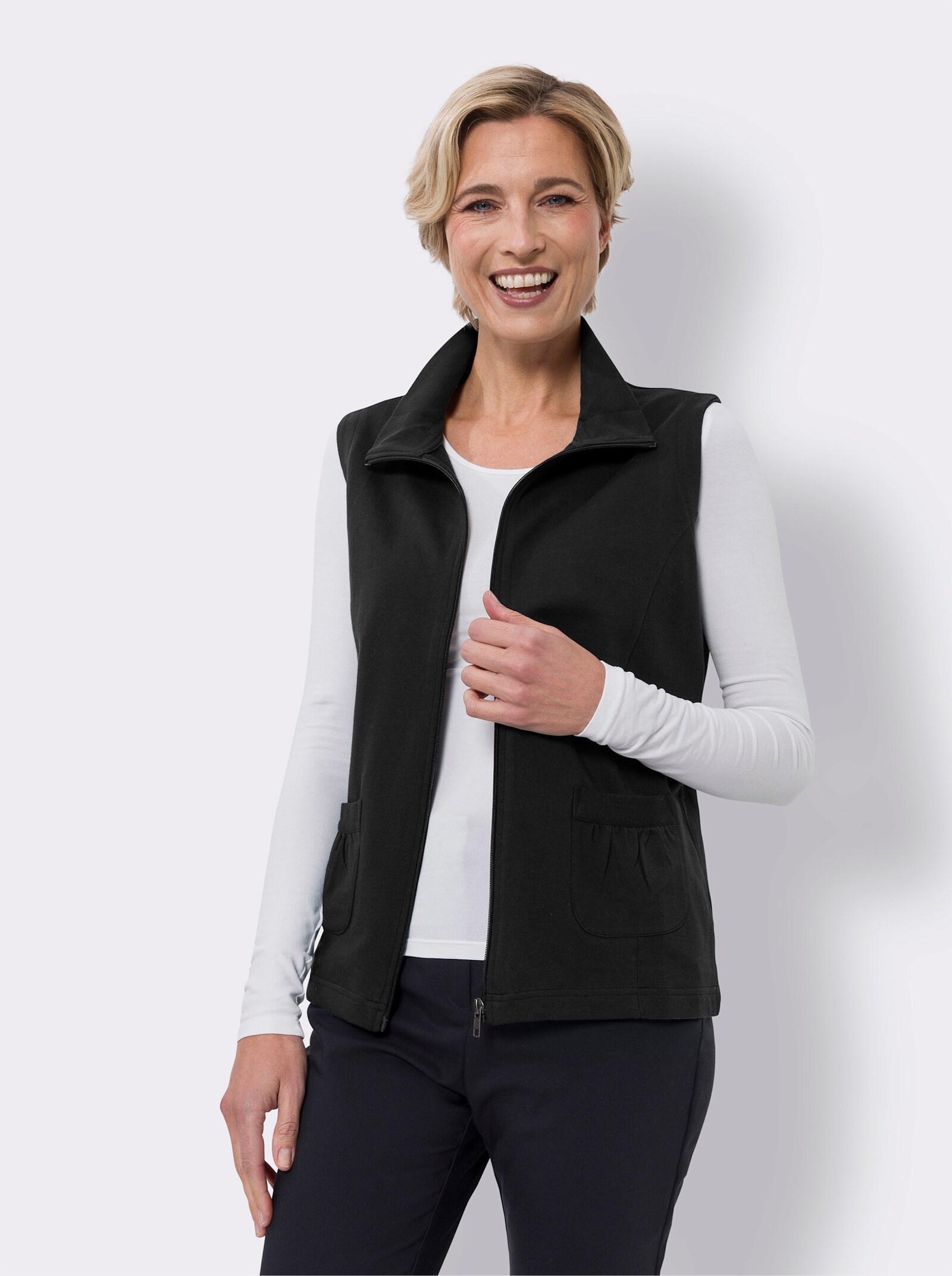 Sweatvest met ritssluiting - zwart