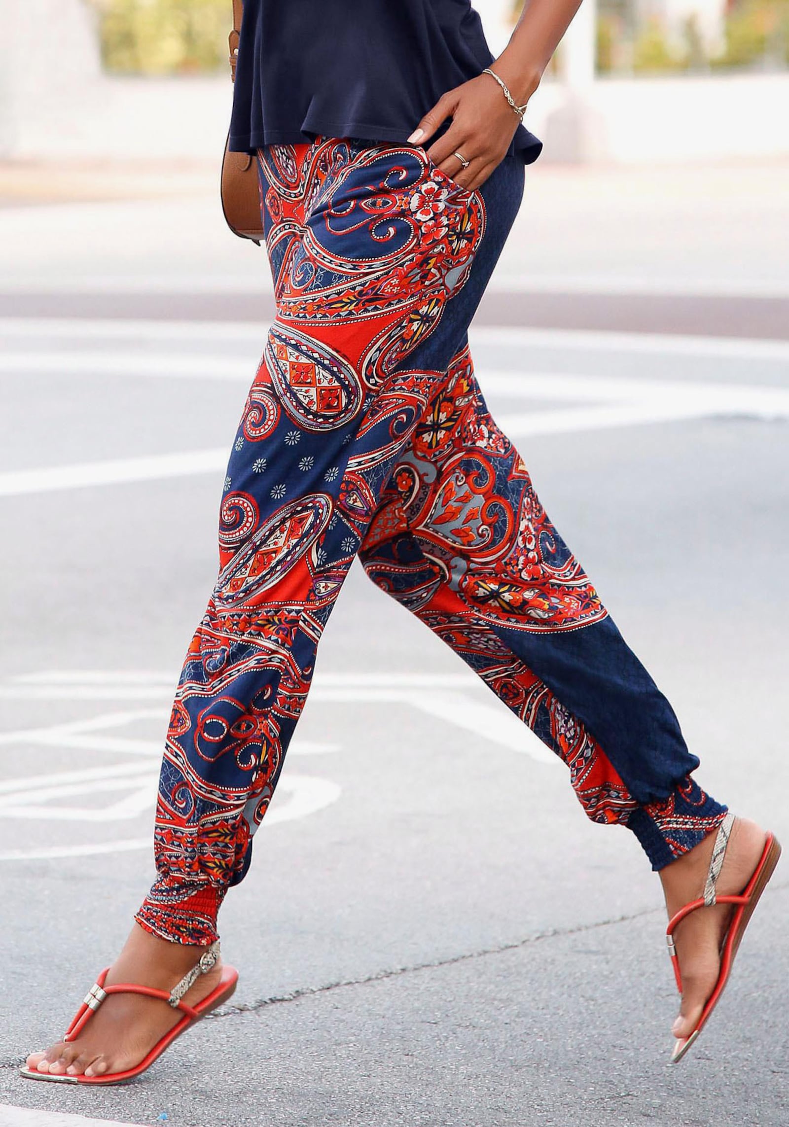 LASCANA Pantalon de plage - marine-rouge