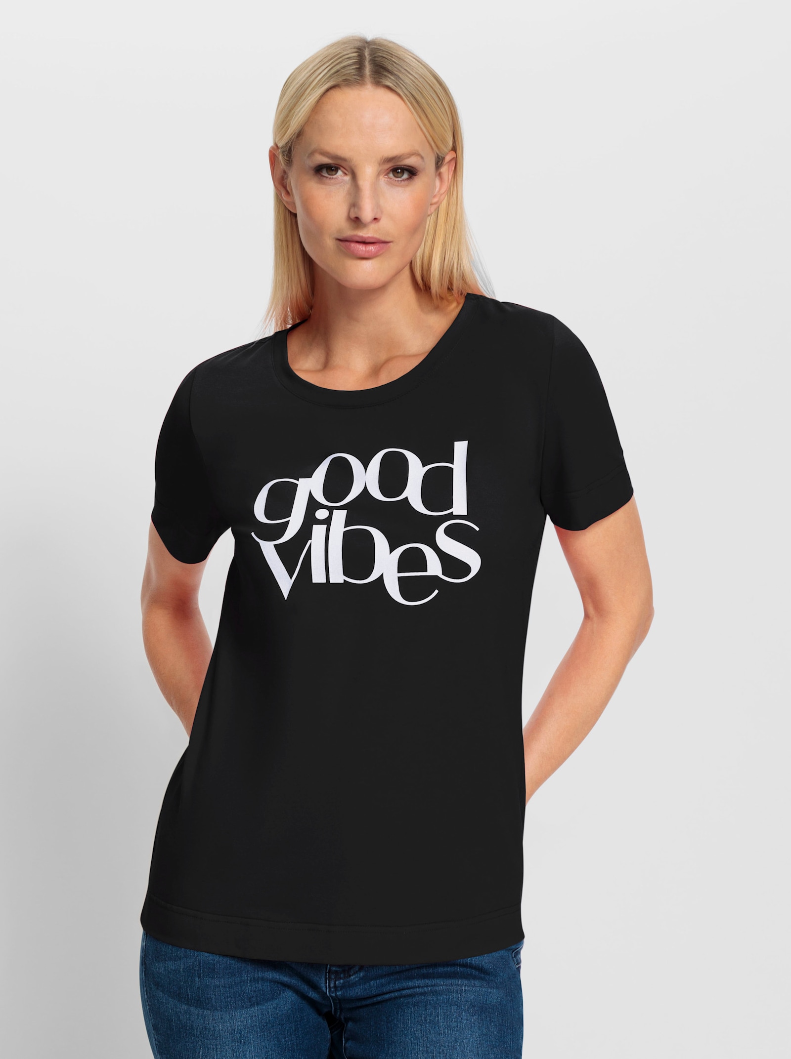 heine Rundhalsshirt leicht tailliert - schwarz