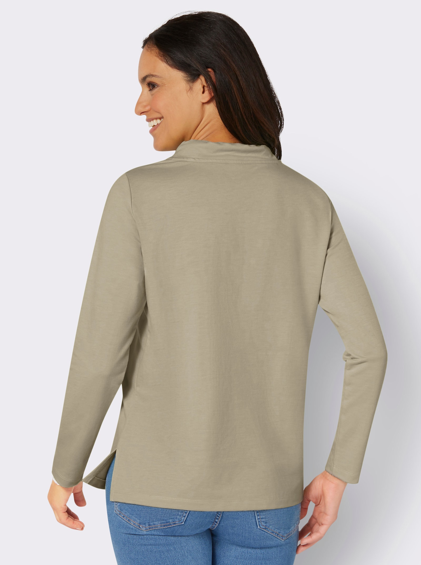 Sweatshirt mit geprägten Herzen - sand