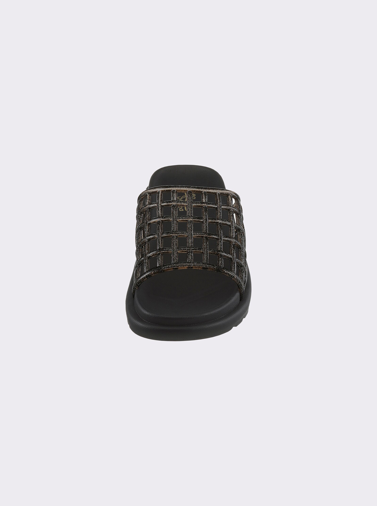Badepantolette mit Gitter-Muster - schwarz