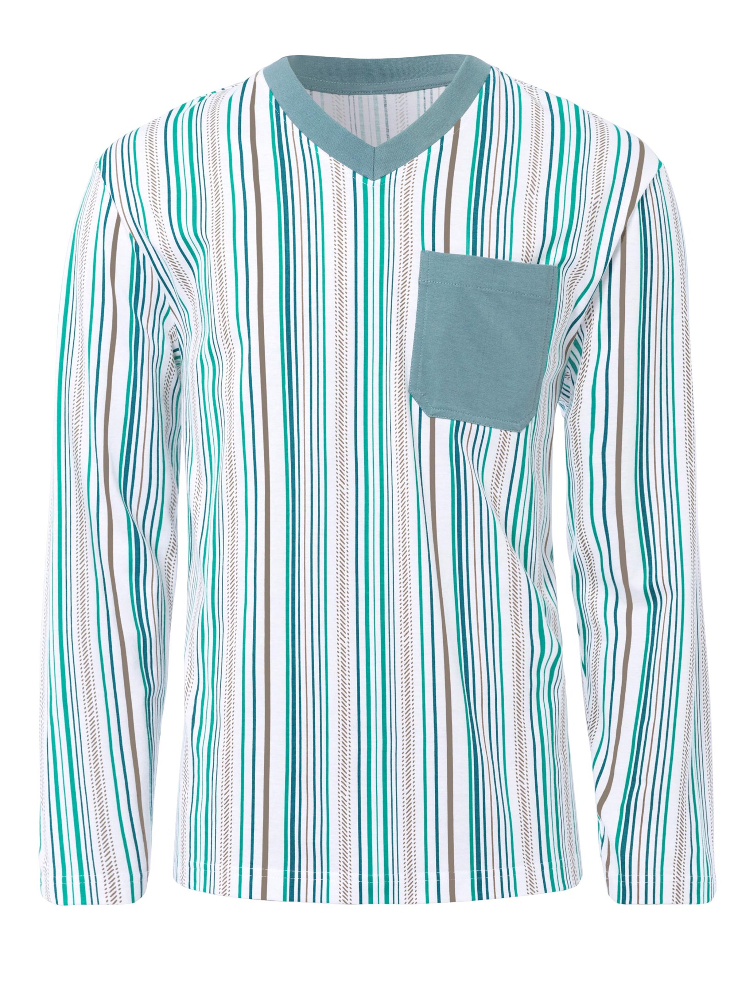 Schlafanzug - grün-gestreift