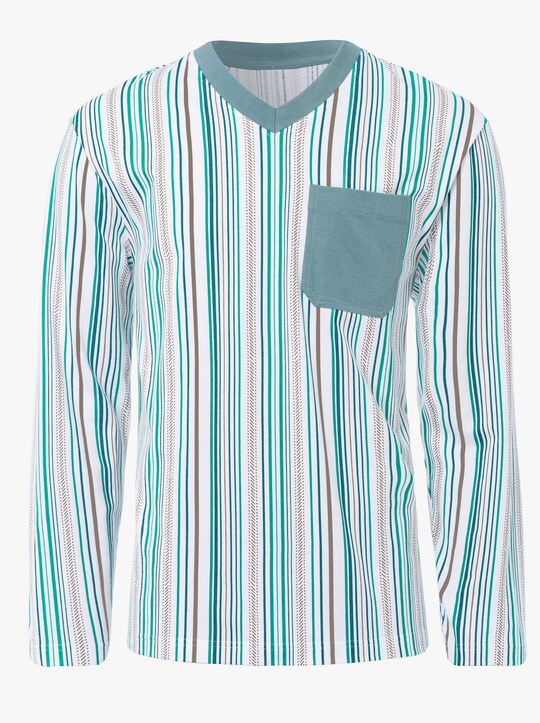 Schlafanzug - grün-gestreift