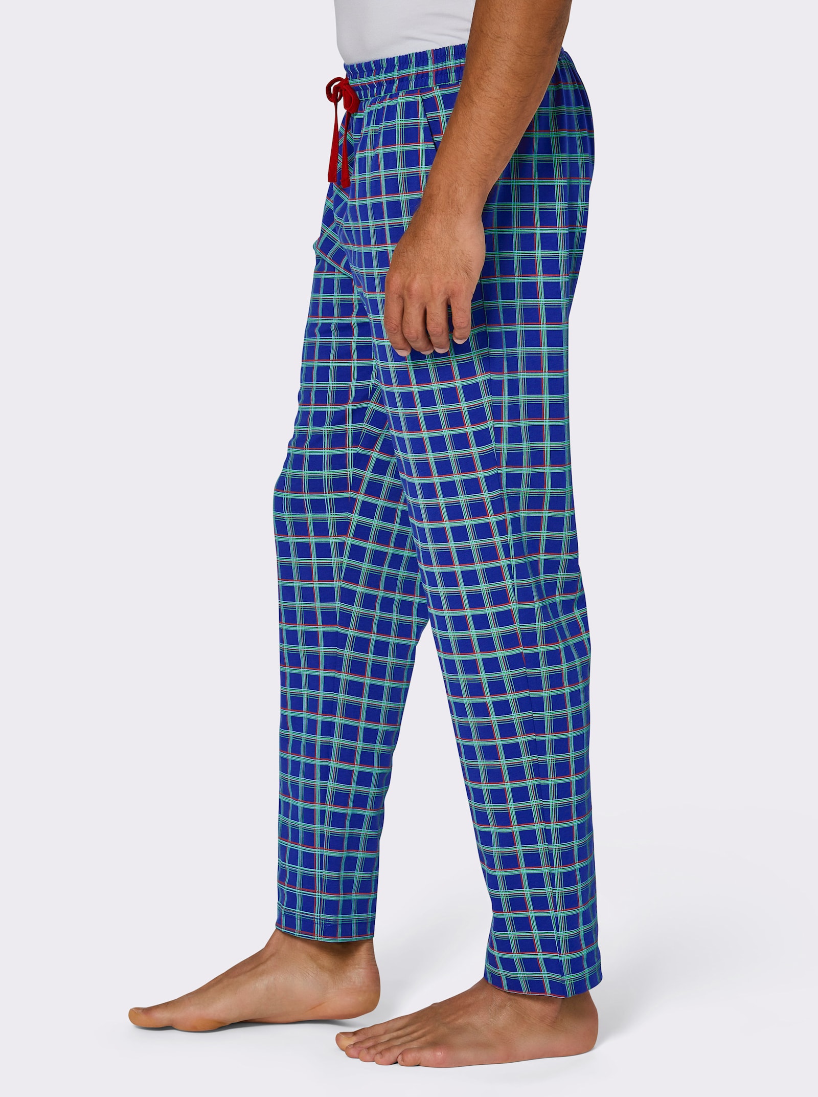 wäschepur men Hose lang - royalblau-kirsche-kariert