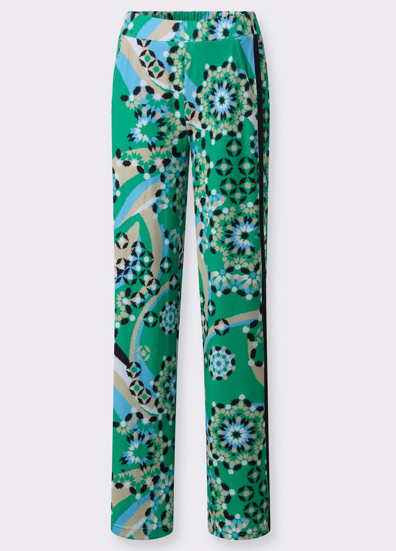 heine Jerseyhose mit glatter Bundpatte vorne - grasgrün-schwarz-bedruckt