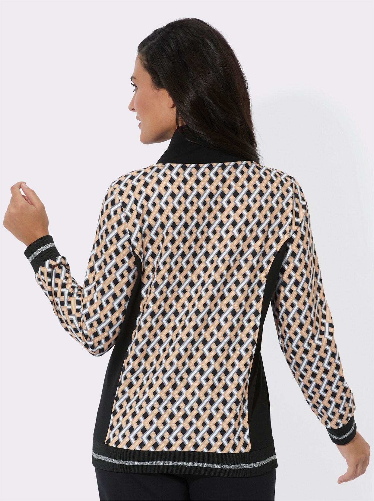feel good Jacke - schwarz-camel-bedruckt