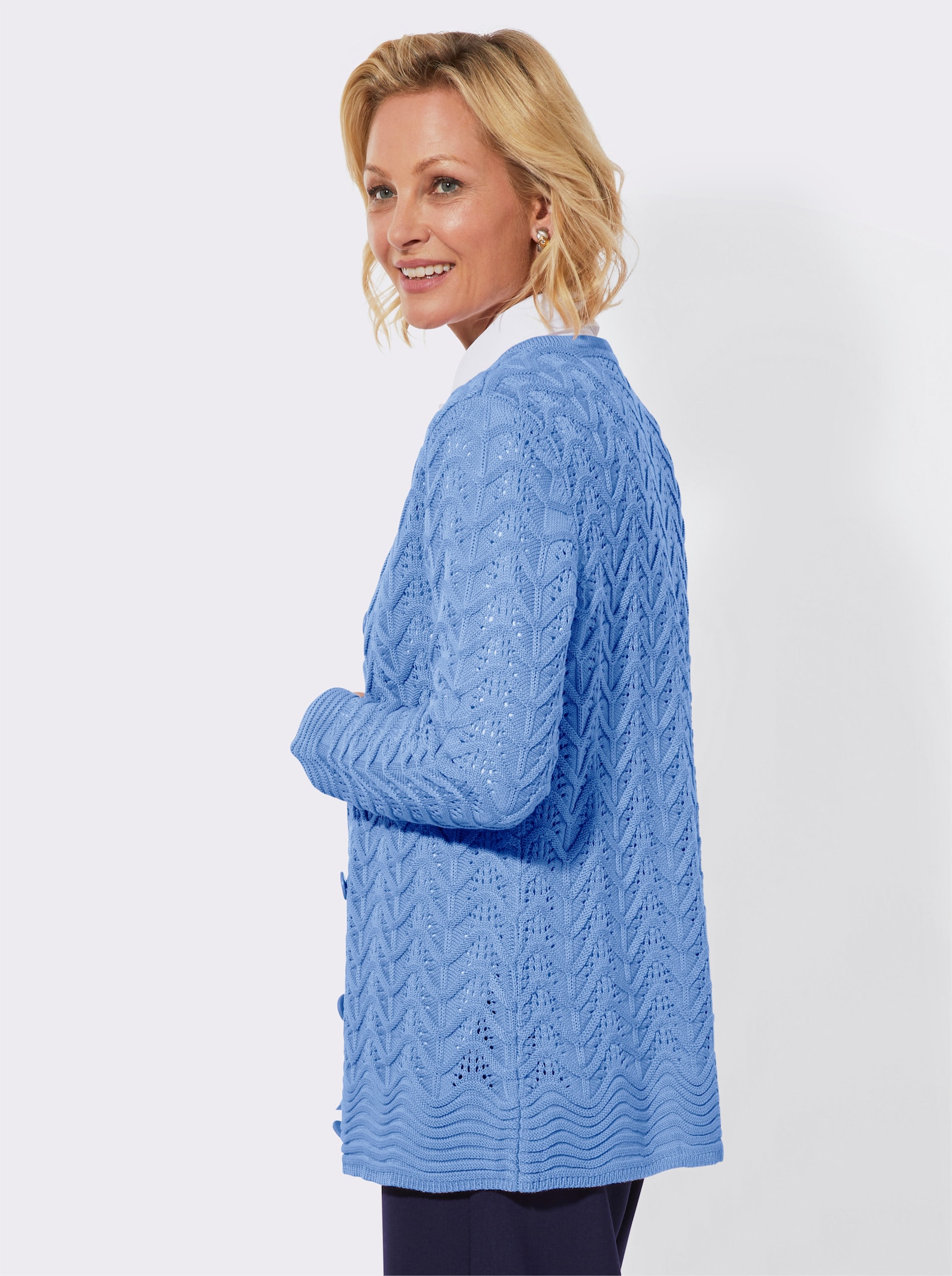 Vest in ajourpatroon - hemelsblauw