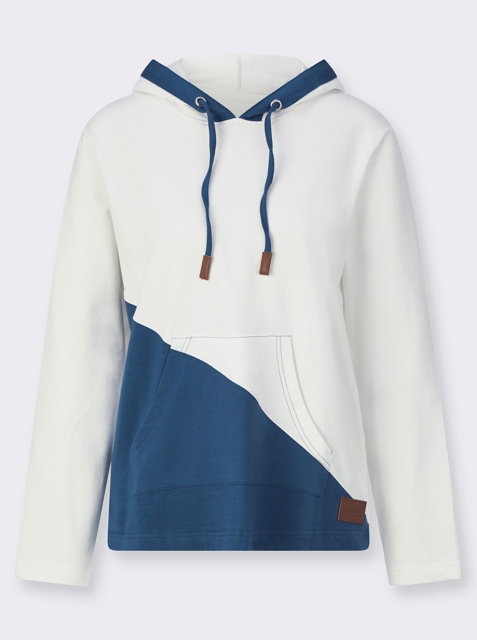 Sweatshirt mit Kapuze - ecru-jeansblau