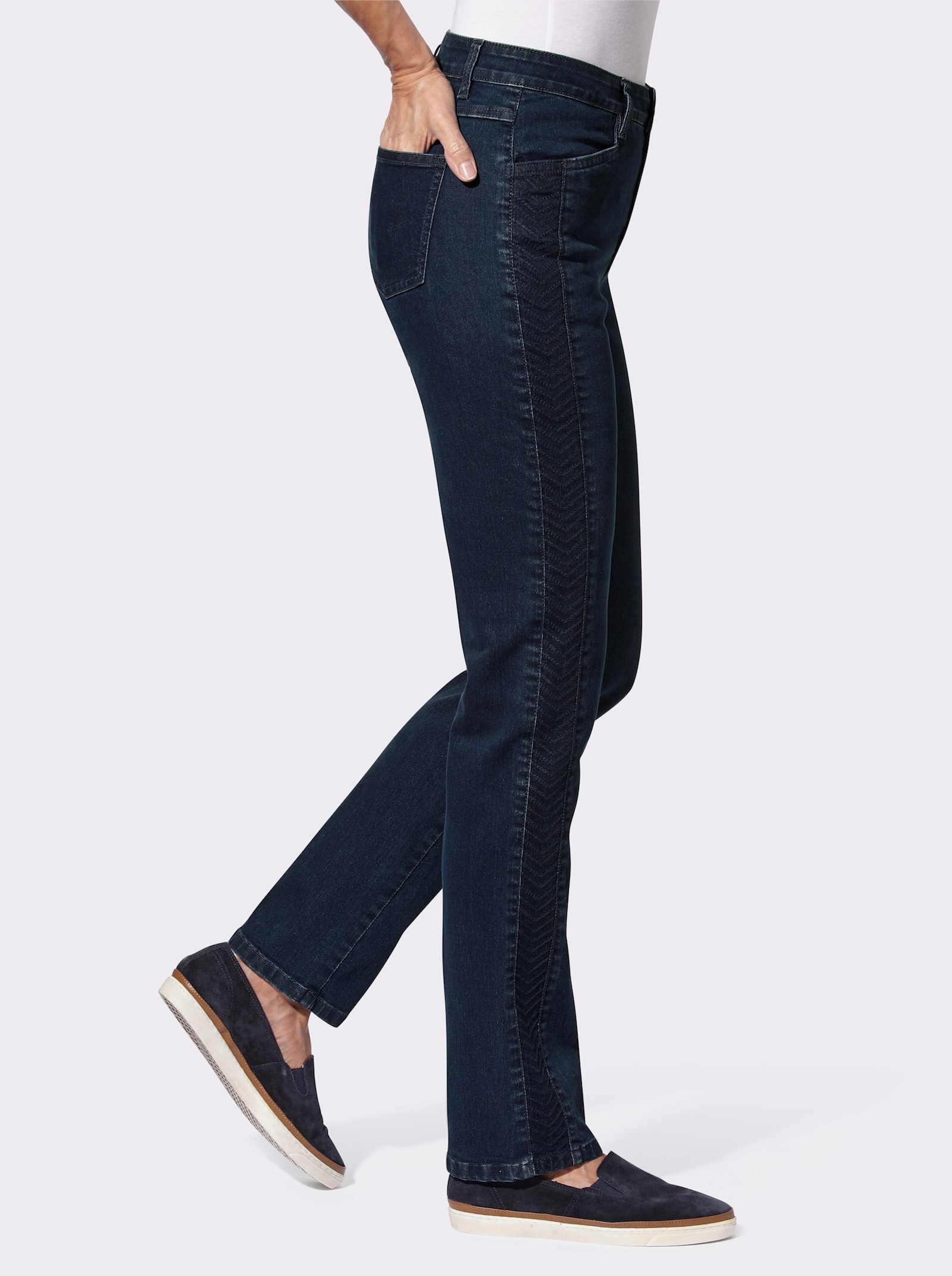 Jeans mit bestickter Seitennaht - dark blue