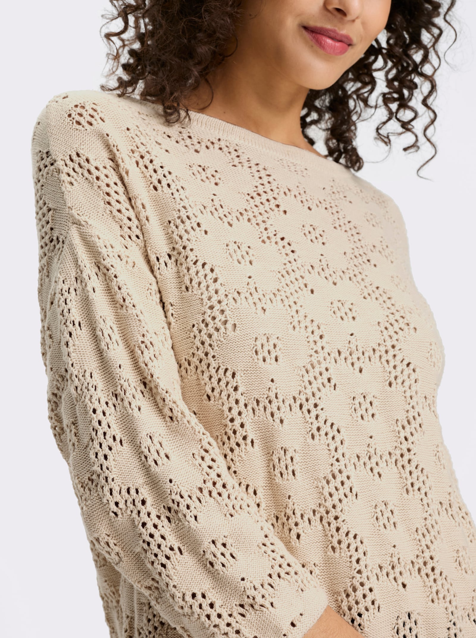 heine Pull ajouré avec motif floral - sable