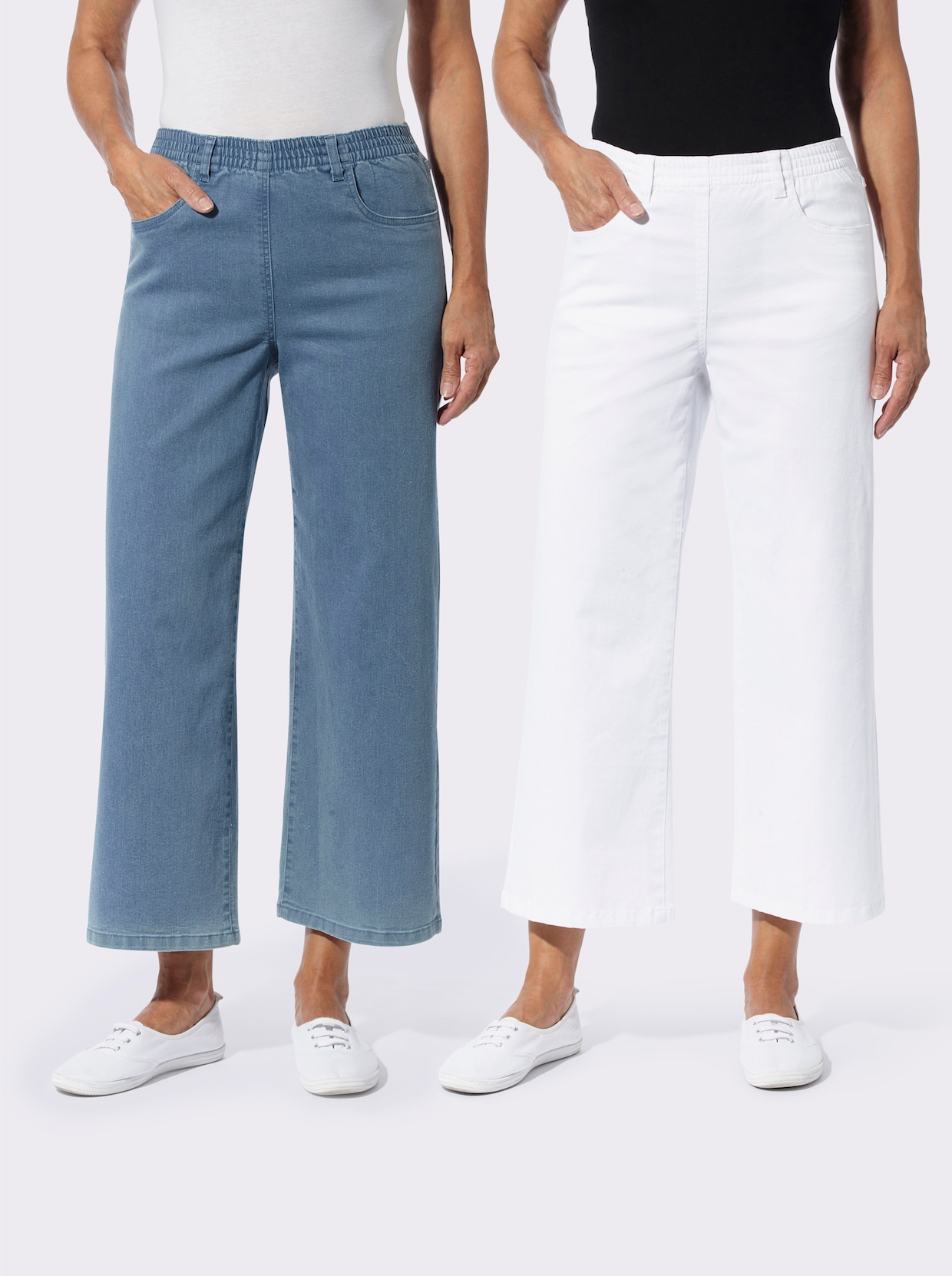 7/8-jeans - blue-bleached + wit