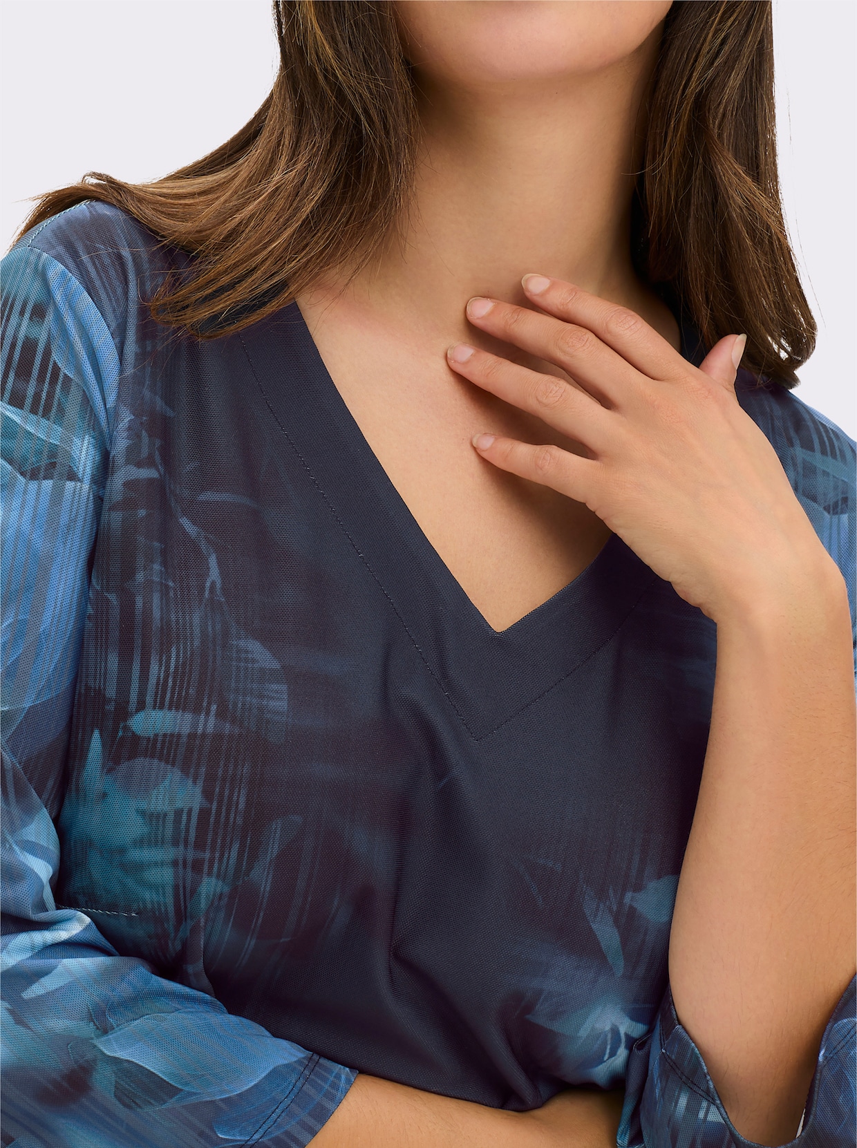sheego Jerseykleid - tiefblau-bedruckt