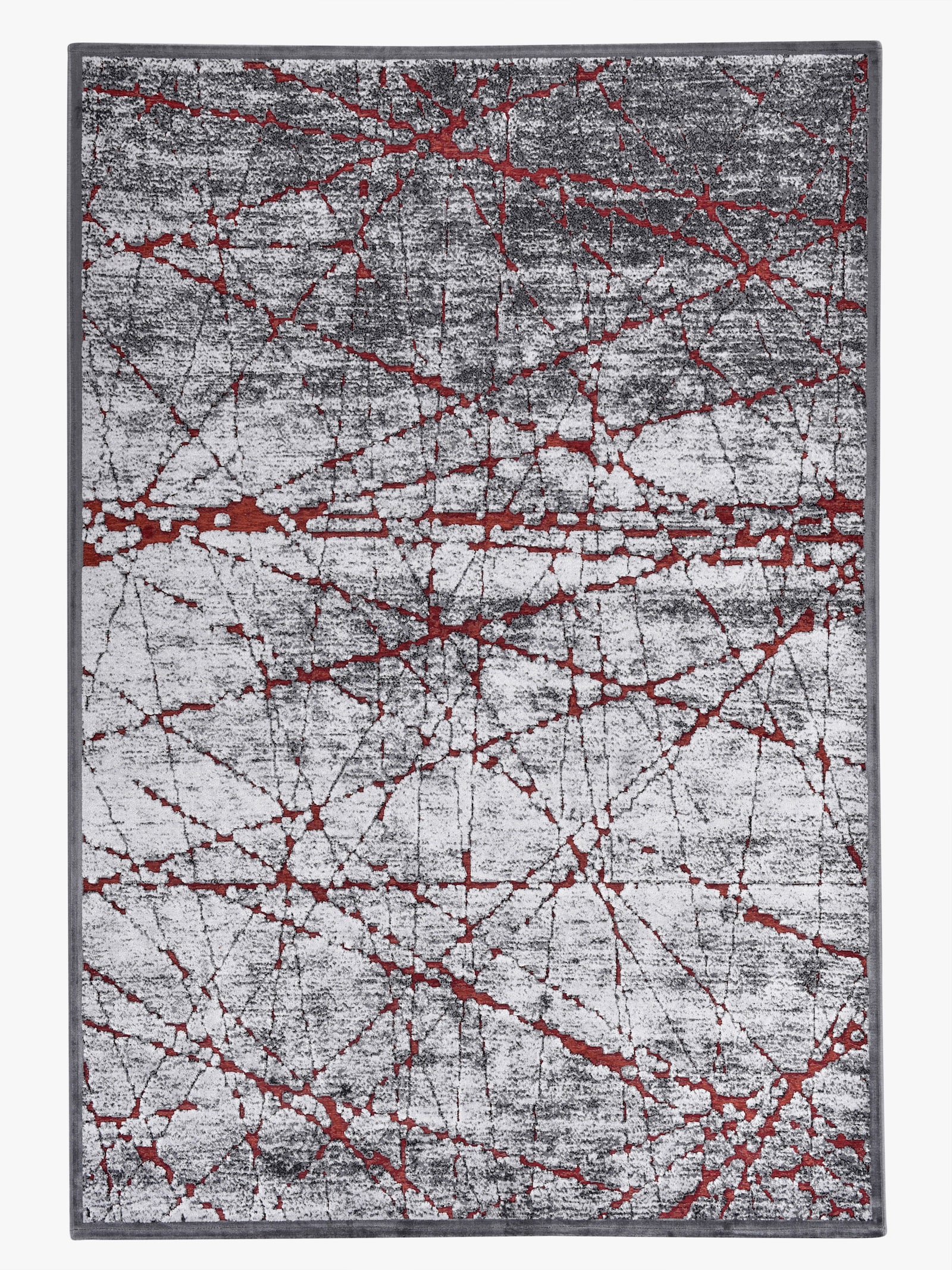 Theko Teppich - rot-grau