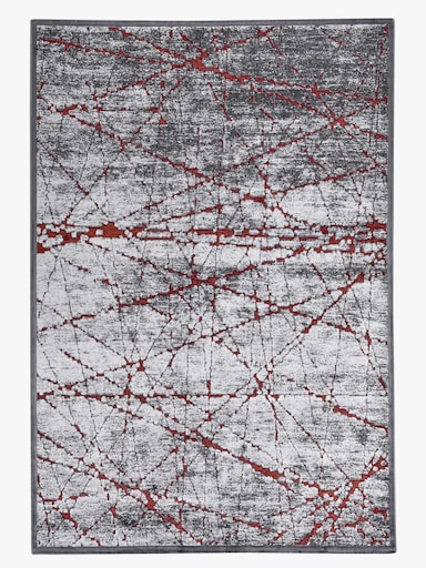 Theko Teppich - rot-grau
