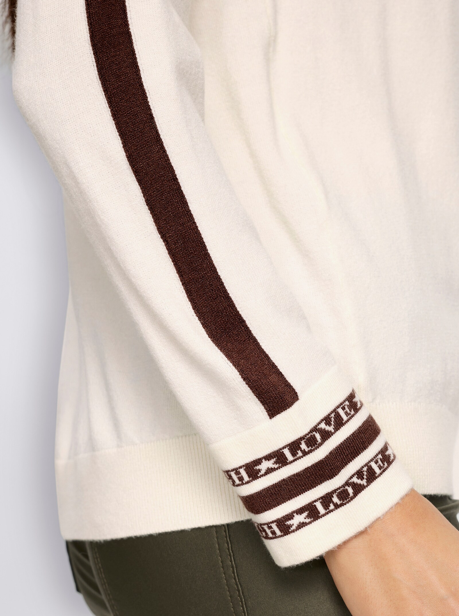 heine Feinstrickpullover mit Kontrast-Akzenten - champagner