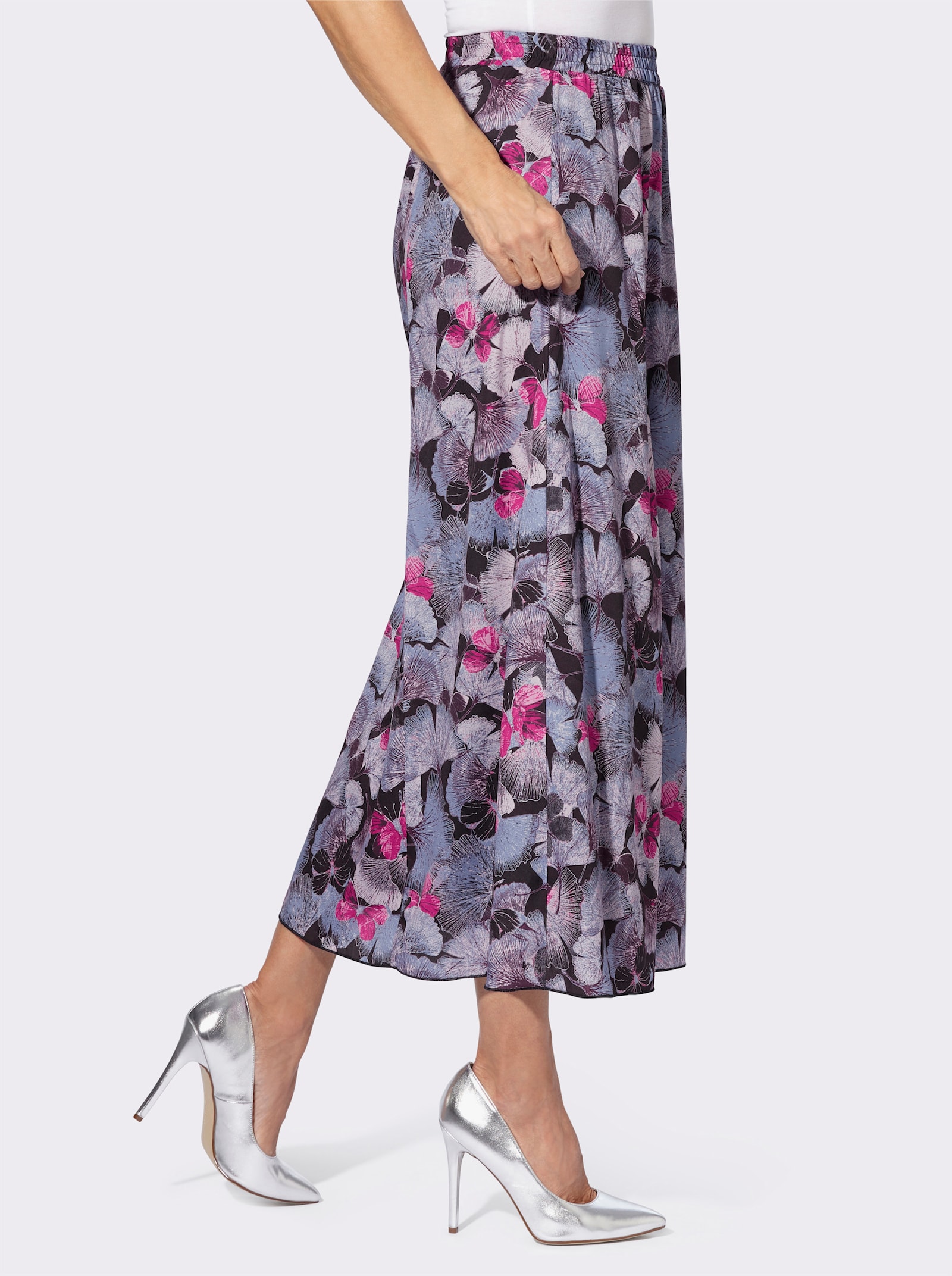 A-Linien-Rock mit Dehnbund - traube-fuchsia-bedruckt