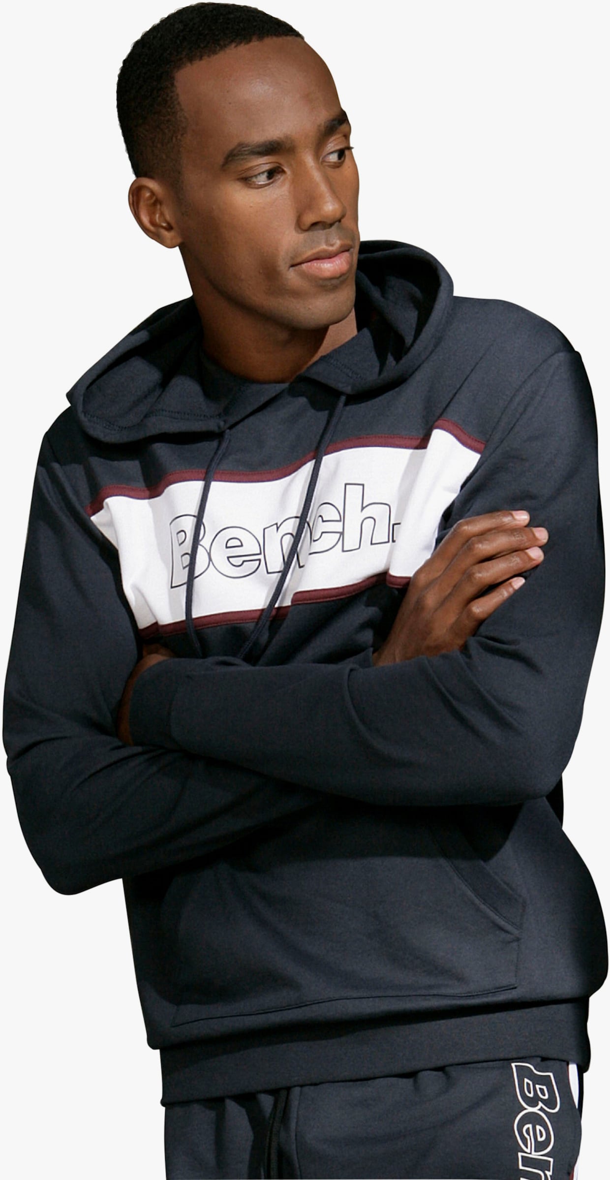 Hoodie - navy/wit