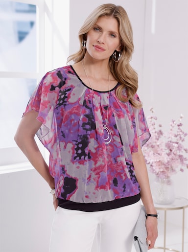 Chiffonbluse - lila-fuchsia-bedruckt