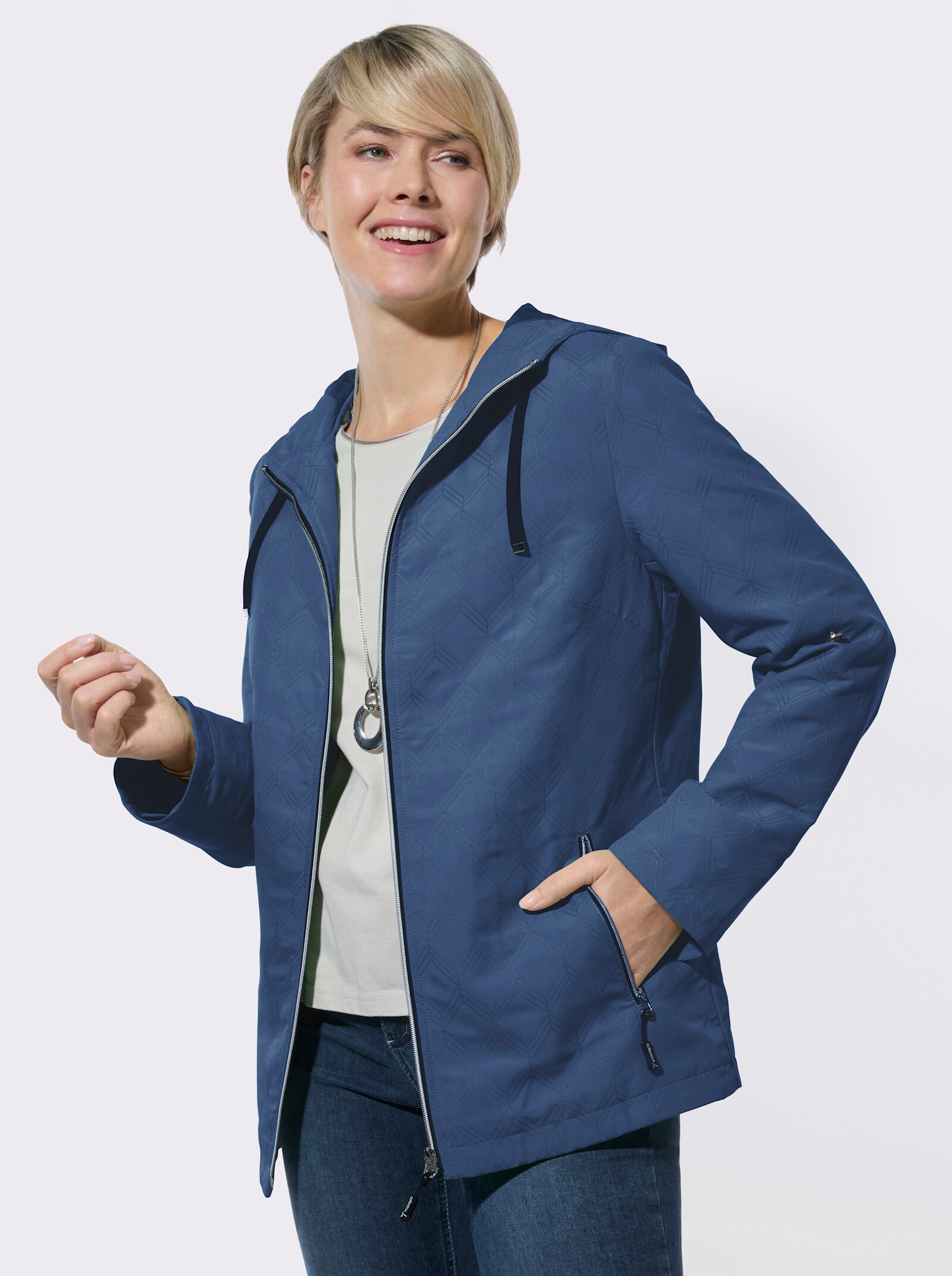 Steppjacke mit Krempelfunktion - jeansblau