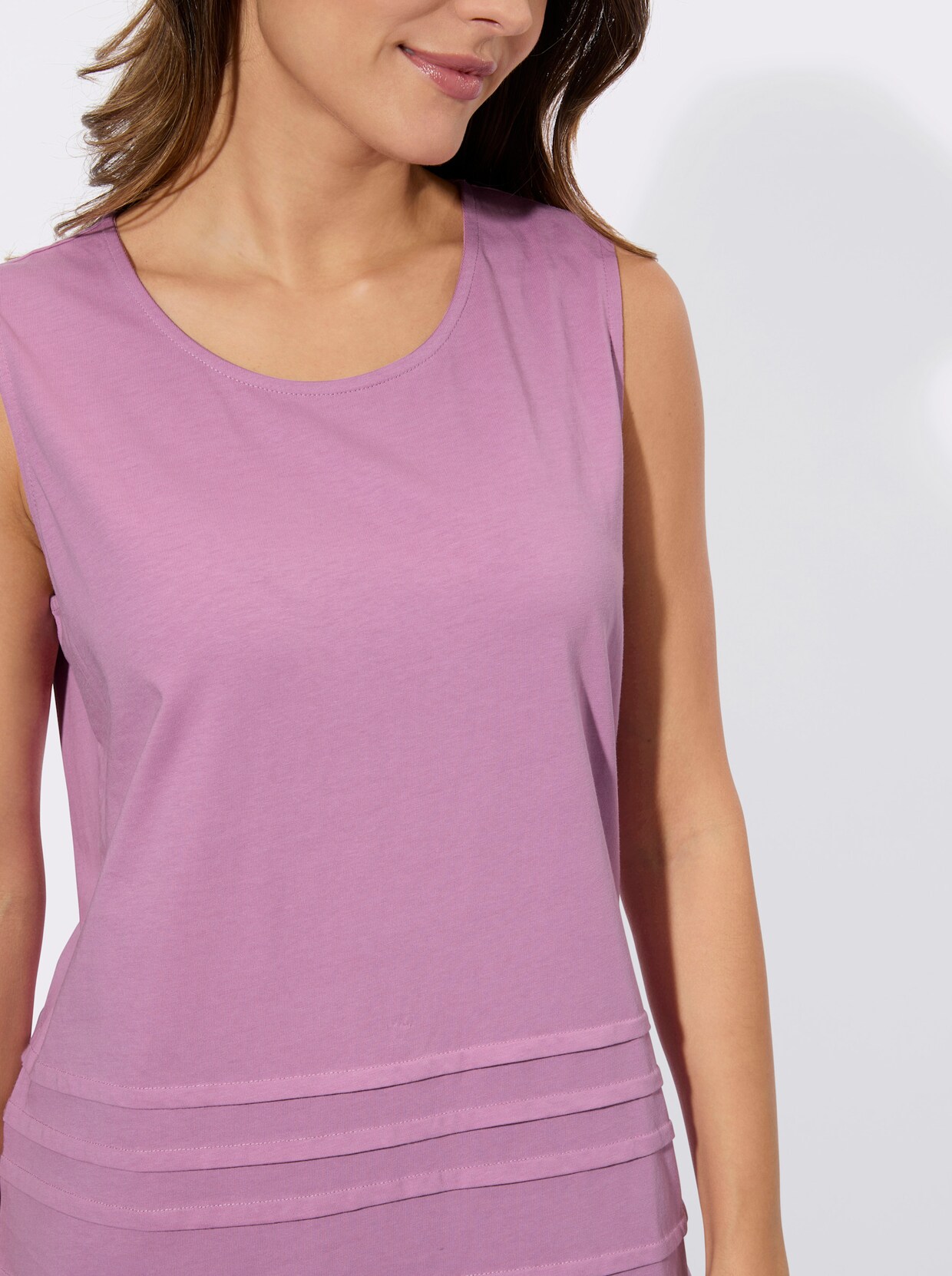 Longshirt mit Ziernähten - orchidee