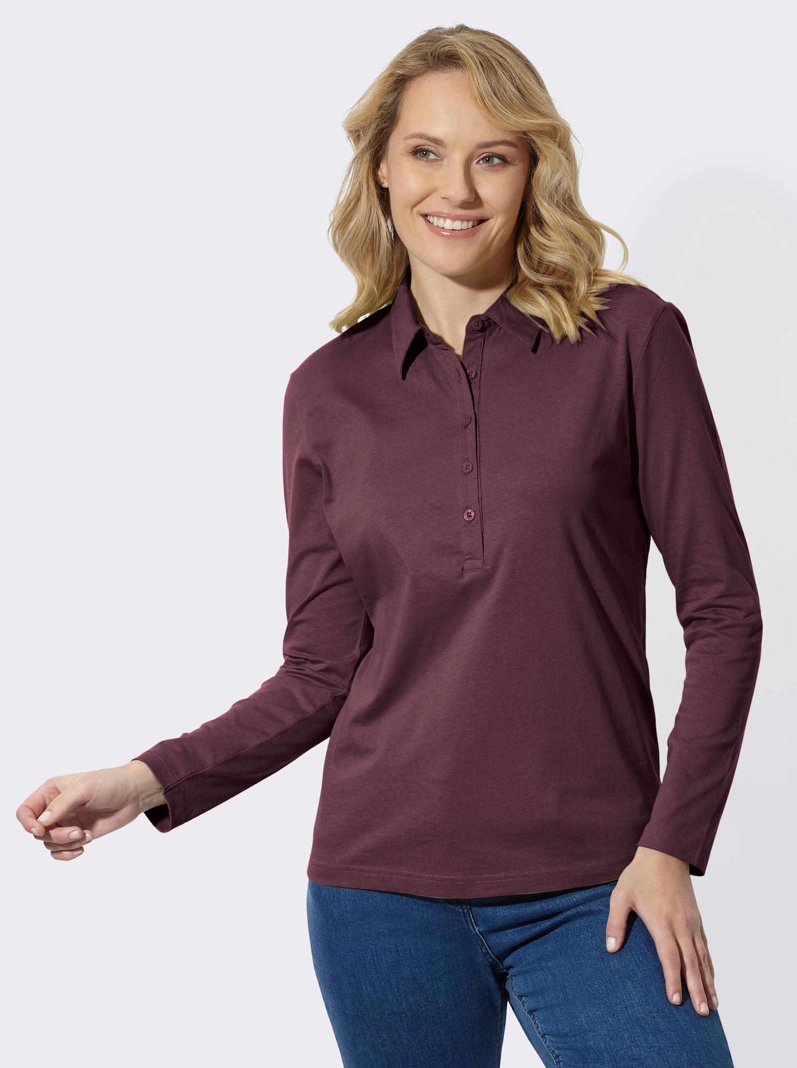 Poloshirt aus reiner Baumwolle - burgund