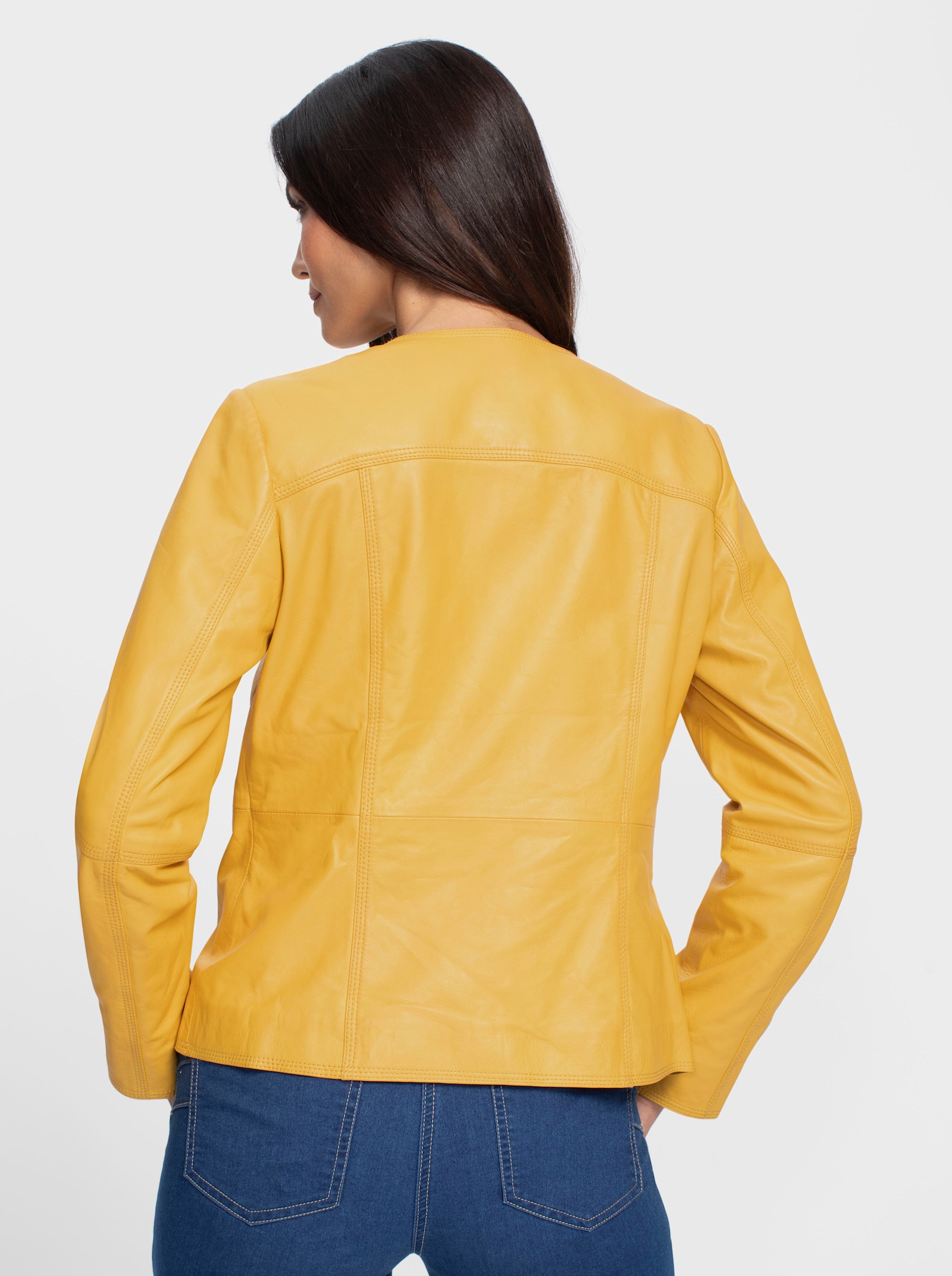 heine Veste en cuir avec poches, brillante - jaune soleil