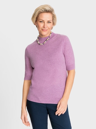 Stehkragenpullover aus reinem Kaschmir - flieder-meliert
