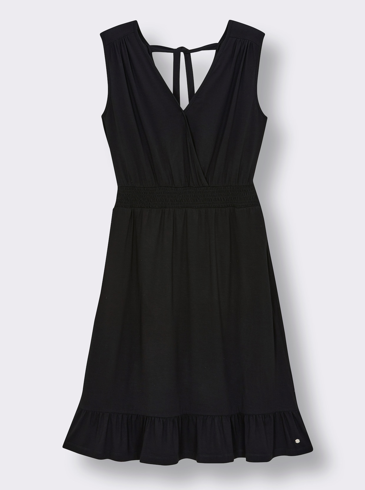 sheego Jerseykleid in Wickeloptik - schwarz