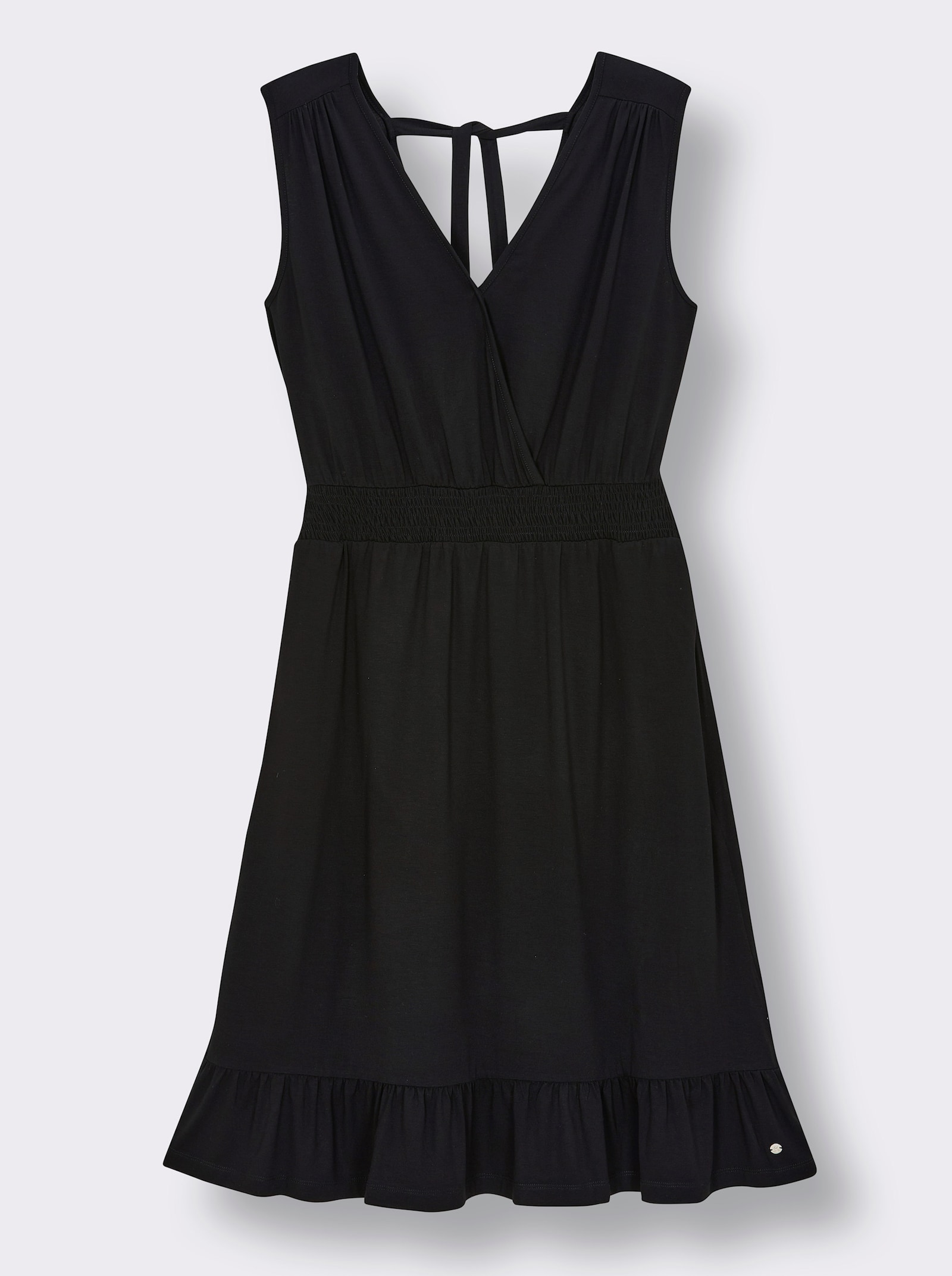 sheego Jerseykleid in Wickeloptik - schwarz