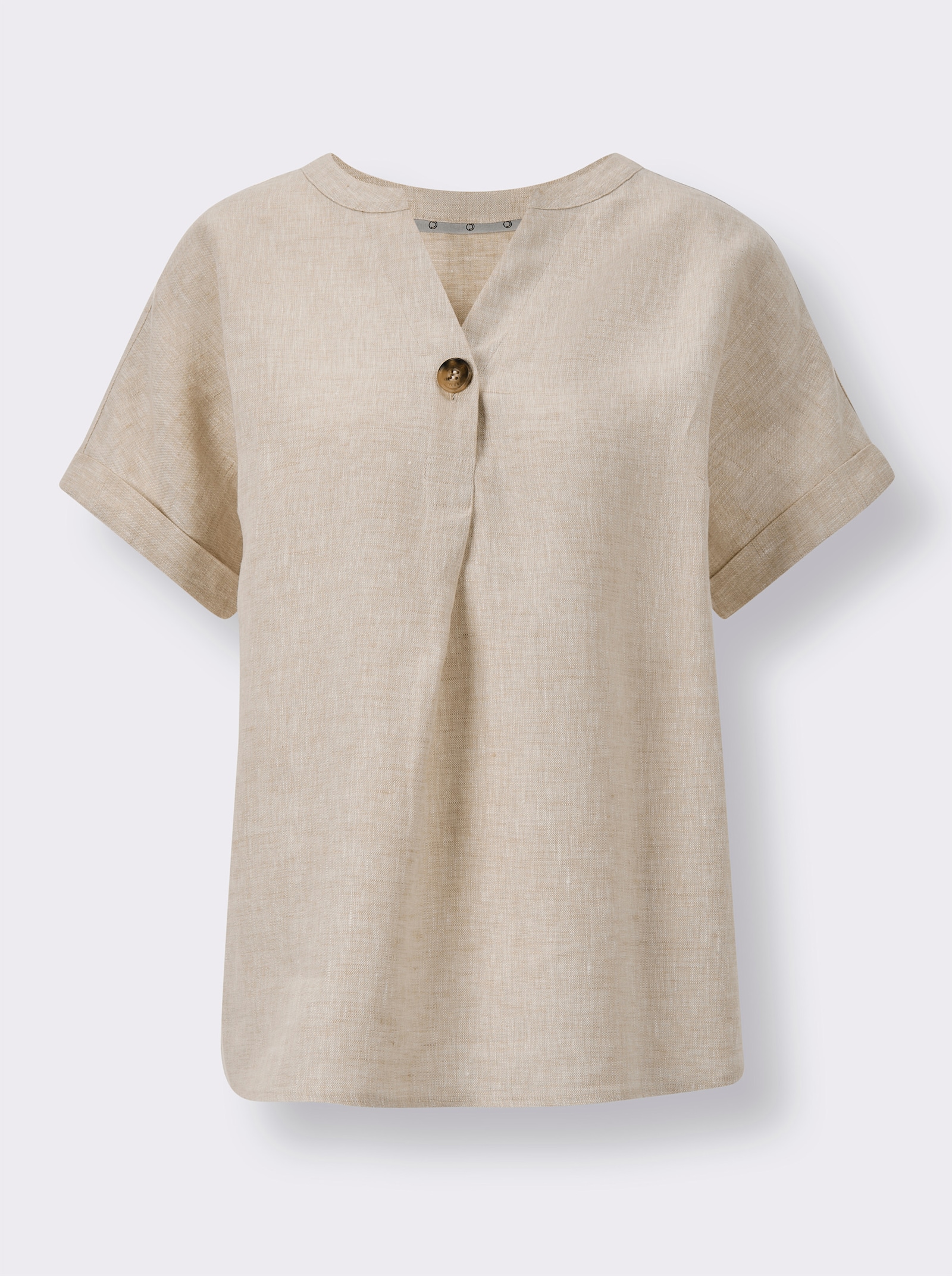 CREATION L PREMIUM Linnen blouse in A-lijn - zand gemêleerd