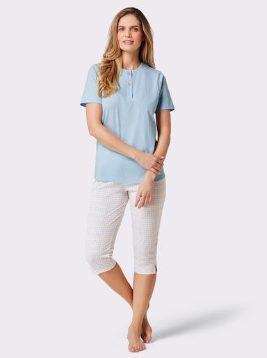 wäschepur Capri-Anzug - eisblau-rosé-kariert