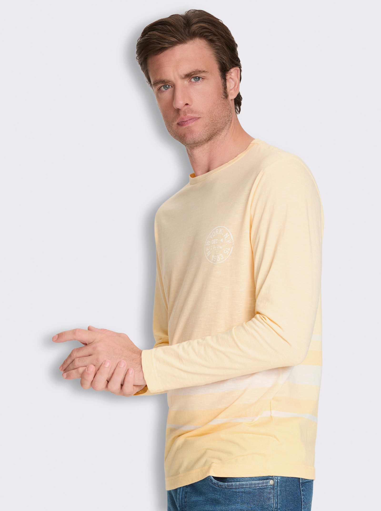 Langarmshirt in leicht strukturierter Jersey-Qualität - vanille
