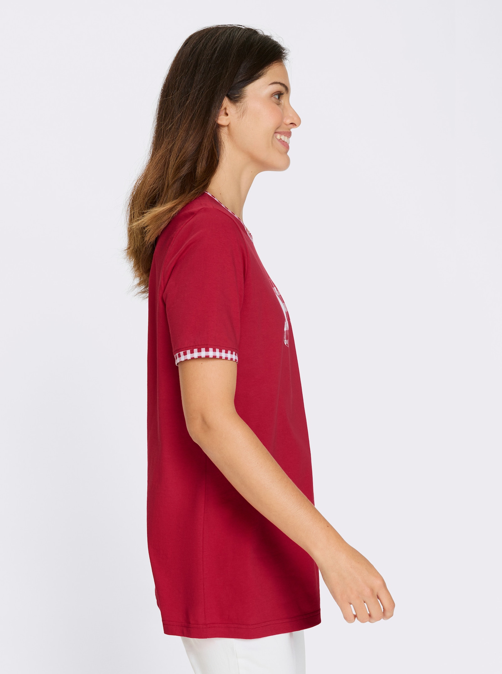 Longshirt mit Herzchen-Motiv - rot-weiss