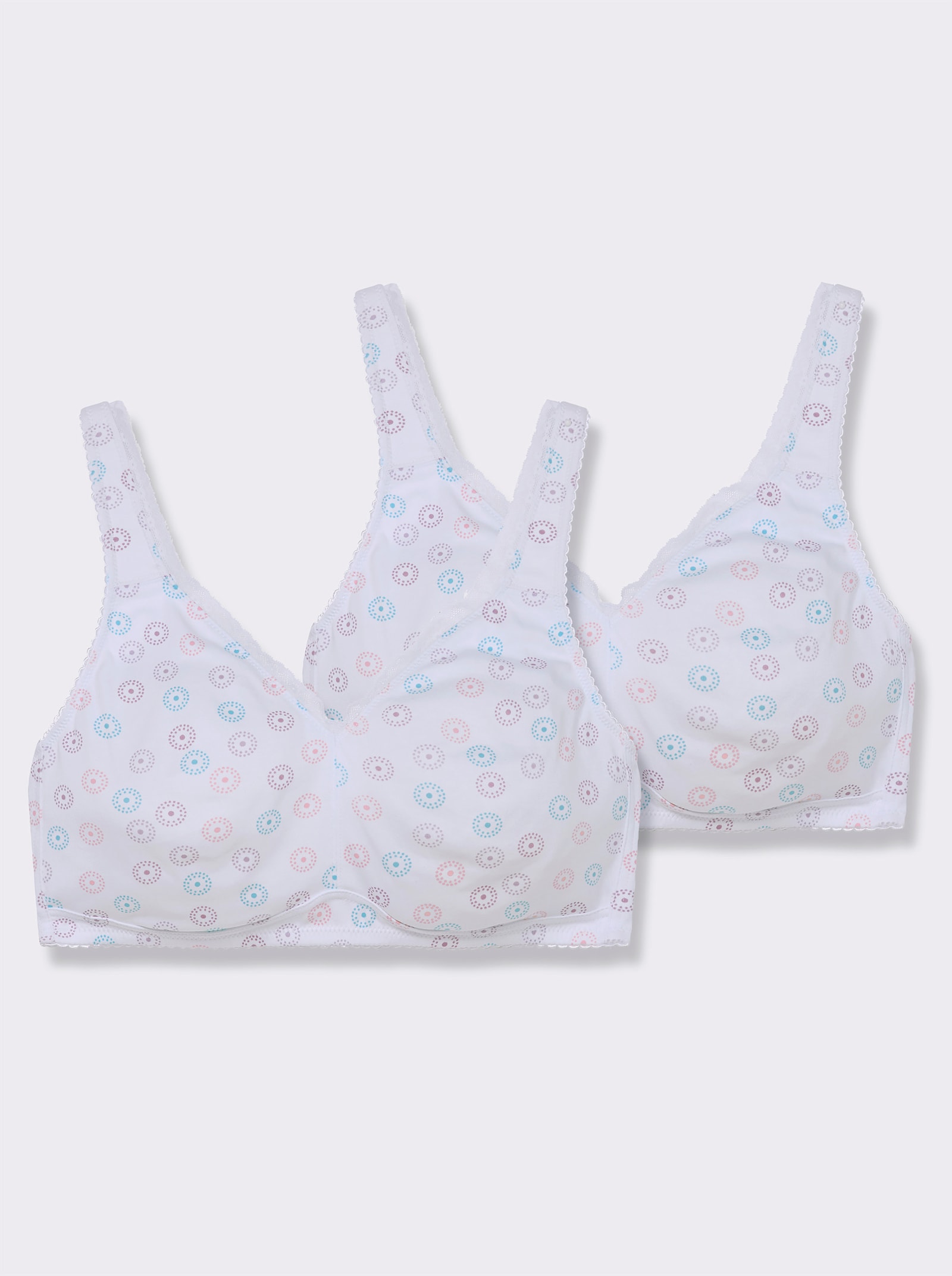 wäschepur Komfort-BH ohne Bügel mit Spitzenkante - weiß-bedruckt