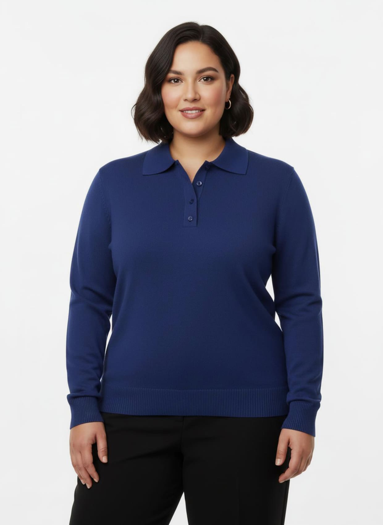 Polopullover mit kurzer Knopfleiste - royalblau