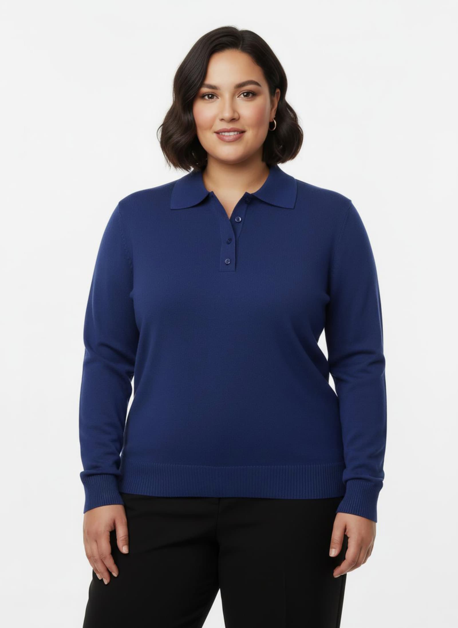 Polopullover mit kurzer Knopfleiste - royalblau