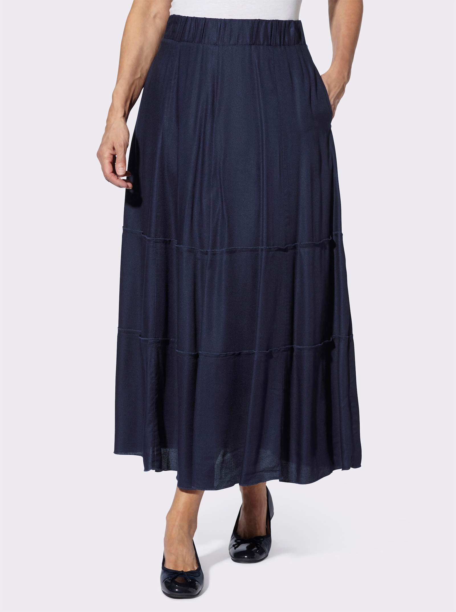 Kjol med resår med viskosfoder - marin