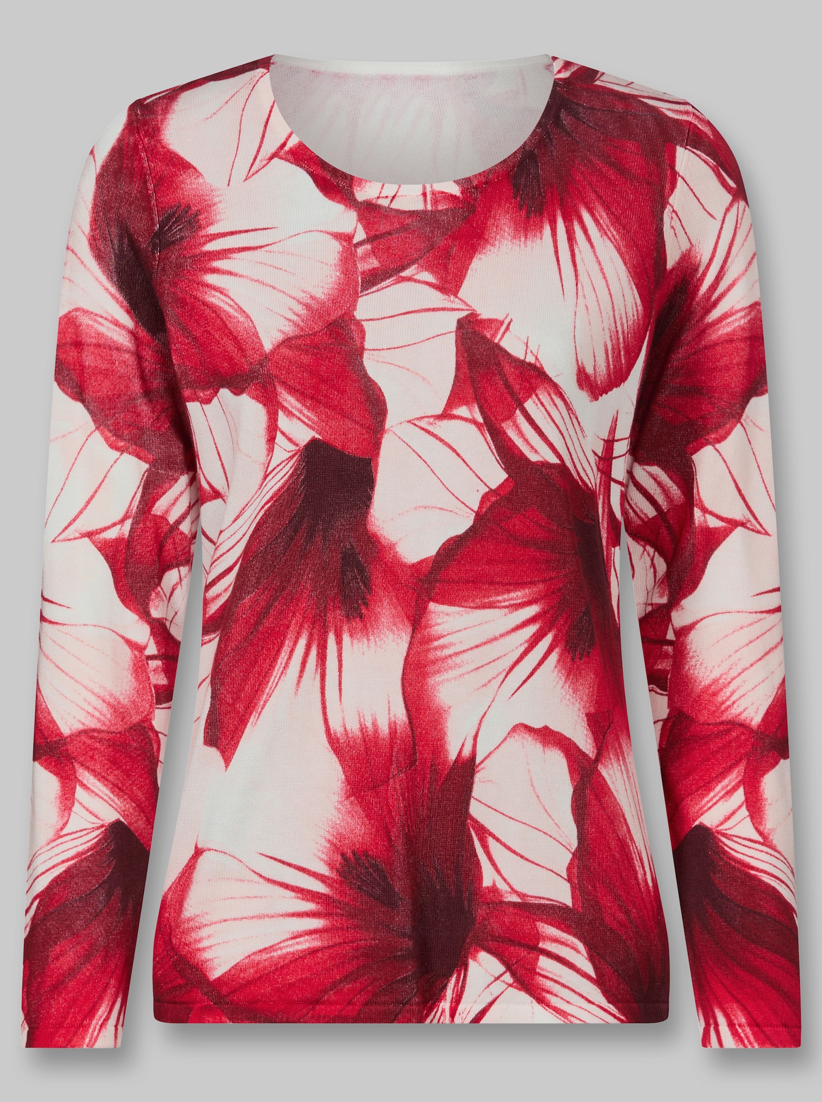 heine Langarm-Pullover - ecru-rot-bedruckt