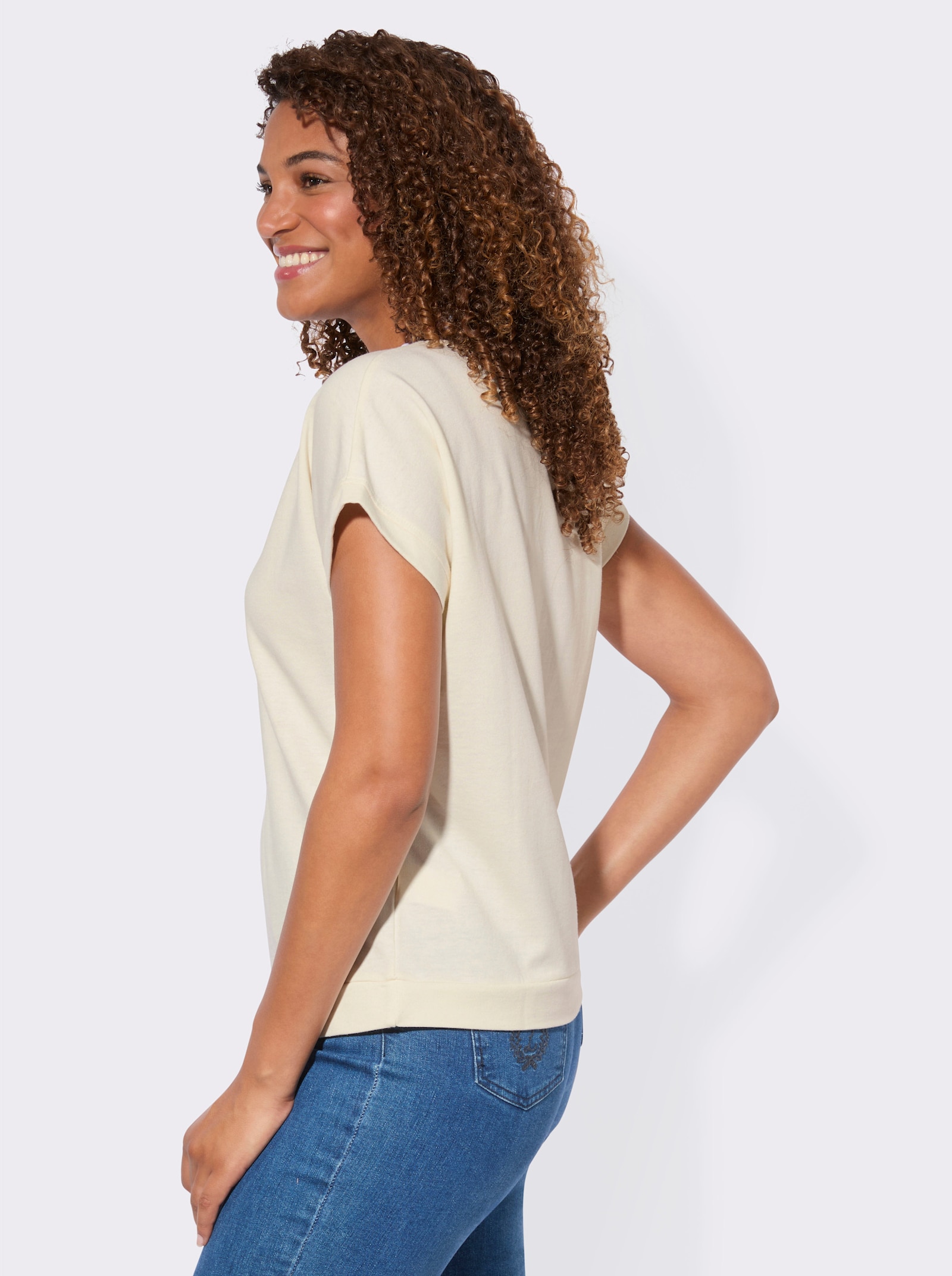 Sweatshirt im Baumwoll-Mix - champagner