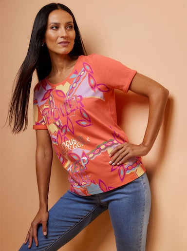 heine Print-Shirt - orange-fuchsia-bedruckt