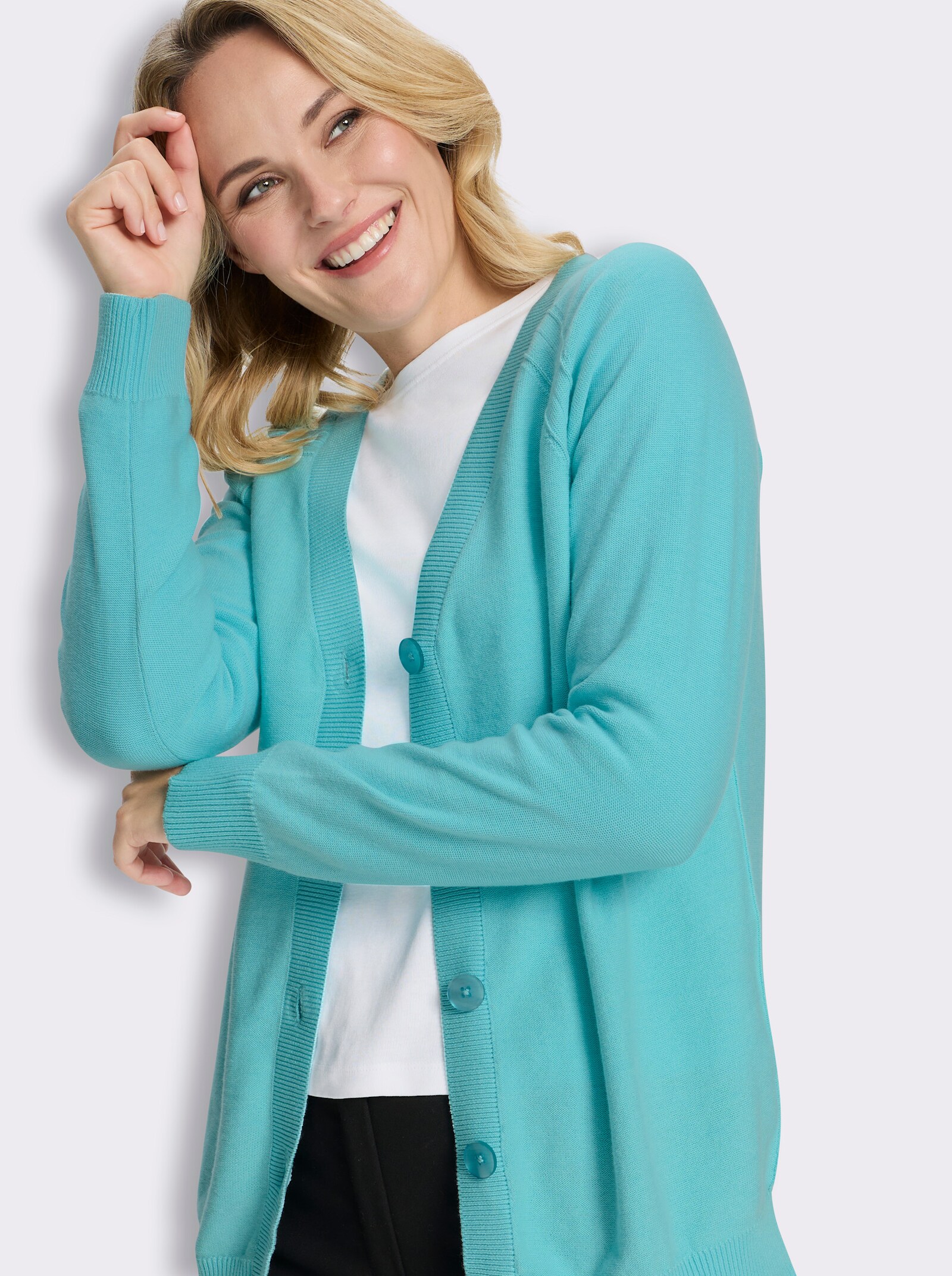 Strickjacke mit Raglan-Ärmeln - aquamarin