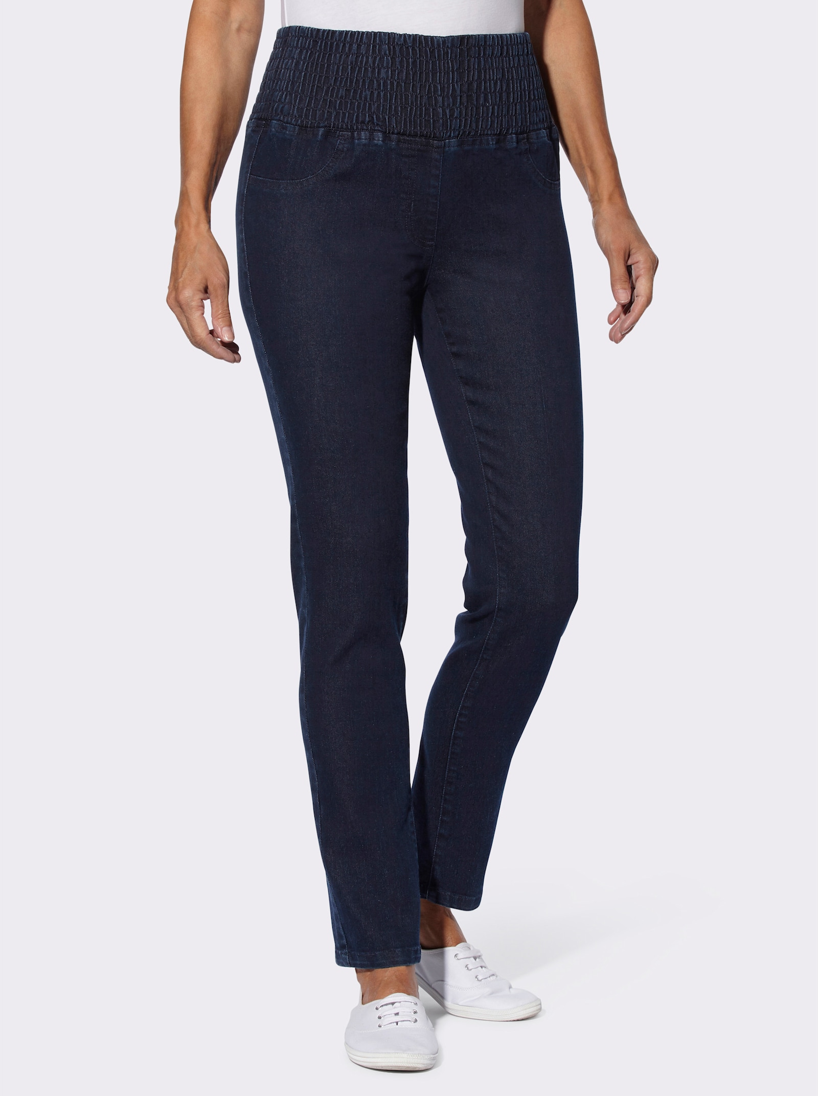 Jeans met gesmokte comfortband rondom - dark-blue