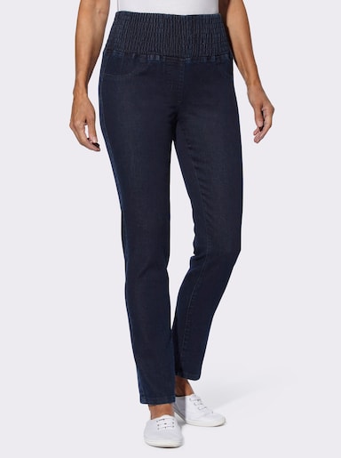 Jeans mit gesmoktem Rundum-Dehnbund - dark blue