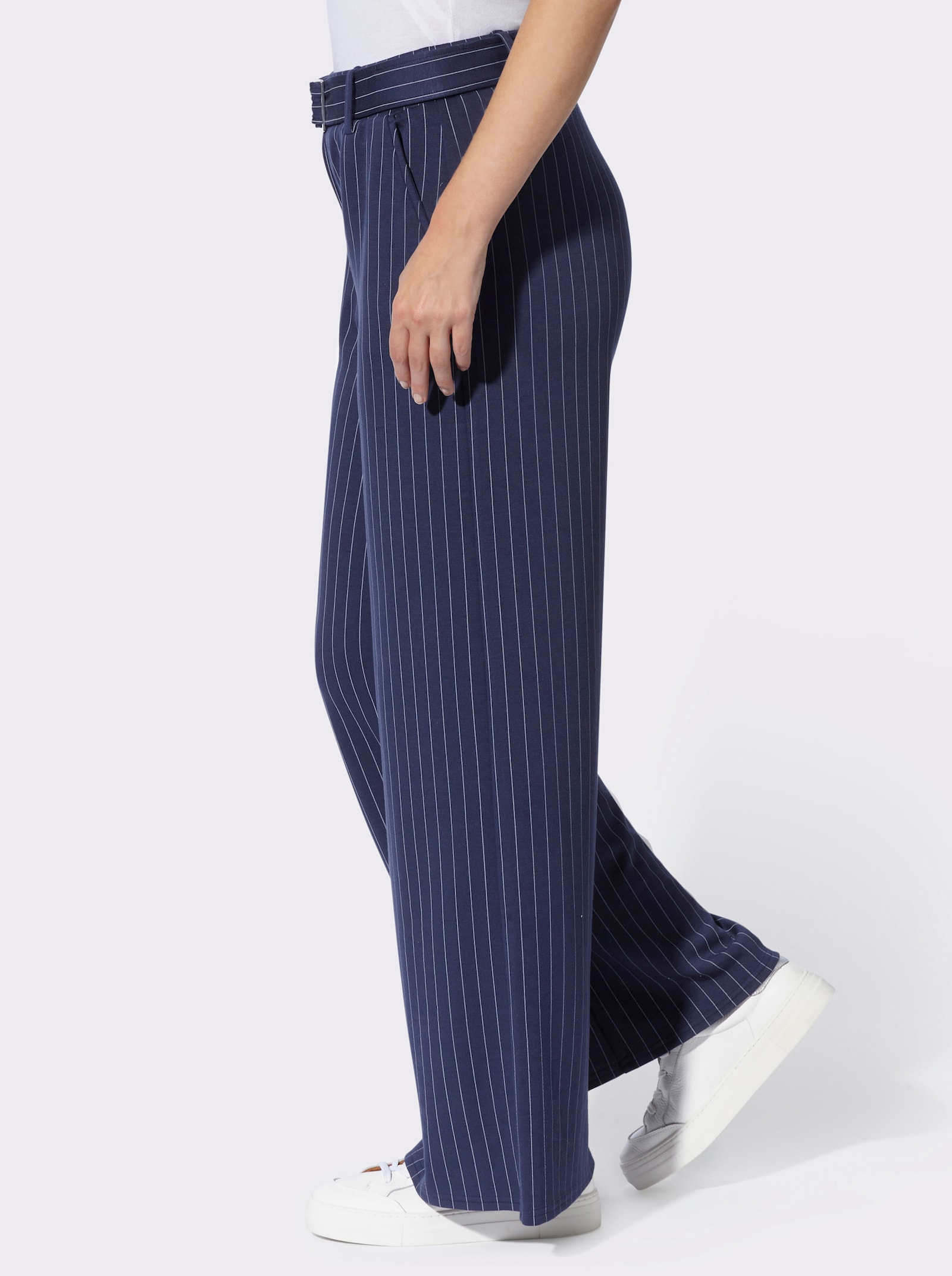 heine Jerseyhose mit Nadelstreifen - marine-silberfarben Nadelstreifen