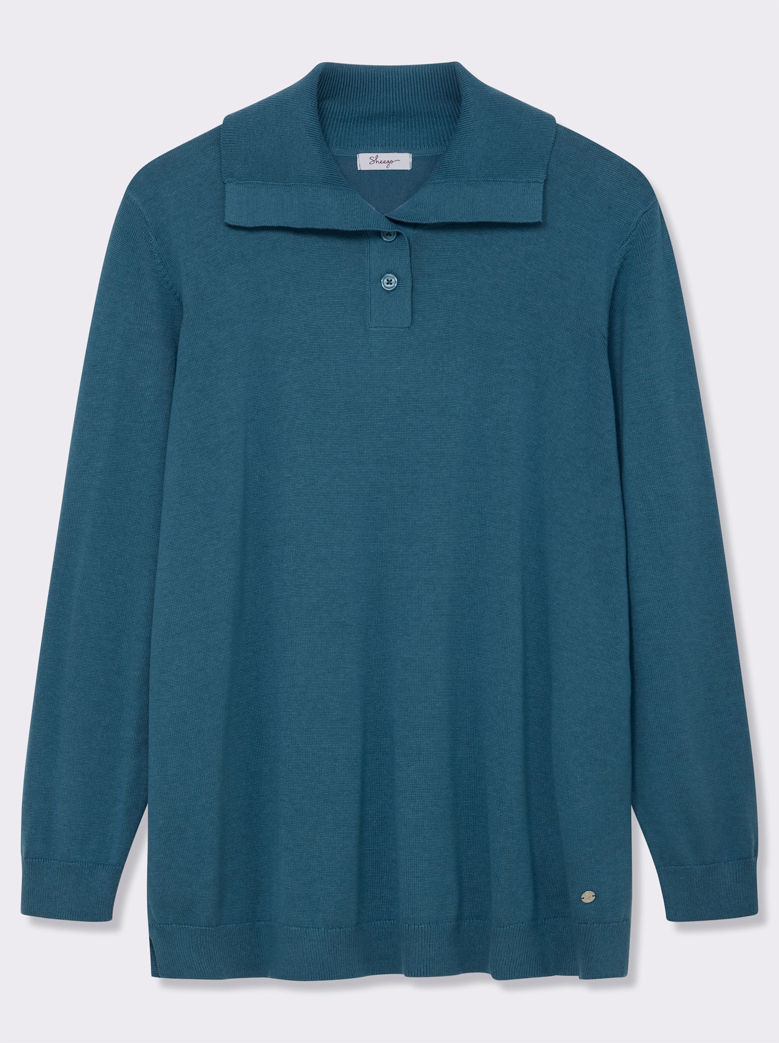 sheego Pullover met knoopsluiting op de kraag - topaas